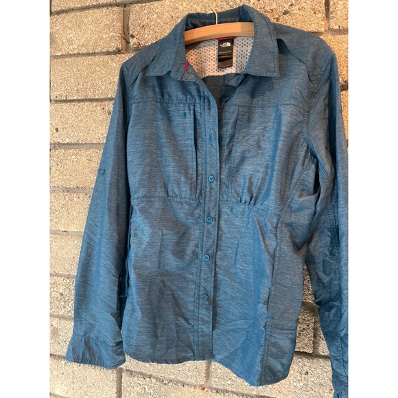 The North Face Womens Blue Button-Up Shirt M/M Polyester Lightweight - Picture 2 of 16